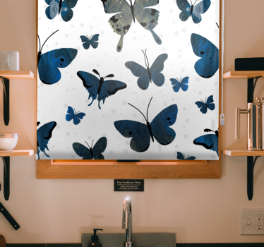 Raambekleding vlinders blauw en beige patroon inspiratie - TenStickers