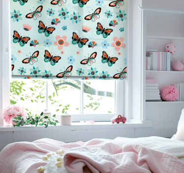 Vlinders en bloemen Rolgordijn kinderkamer - TenStickers