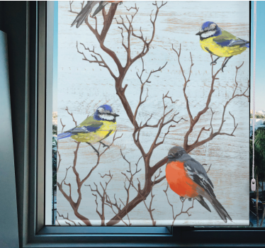 Vogels op takken rolgordijn bomen - TenStickers