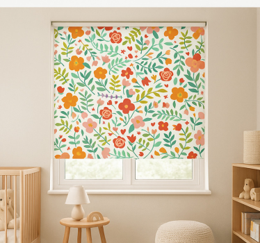 Vrolijke gestileerde bloemen babykamer rolgordijn - TenStickers