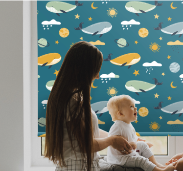 Walvissenpatroon rolgordijn kinderkamer - TenStickers