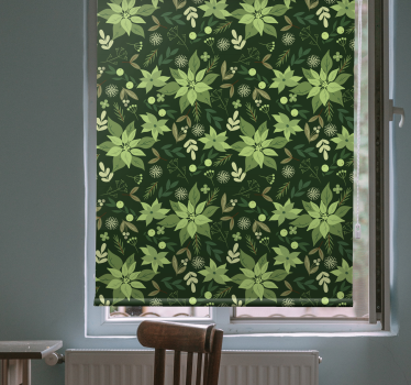 Weelderige groene flora rolgordijn bloemen en planten - TenStickers