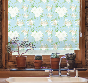 Wilde grandmillennial-stijl rolgordijn bloemen en planten - TenStickers