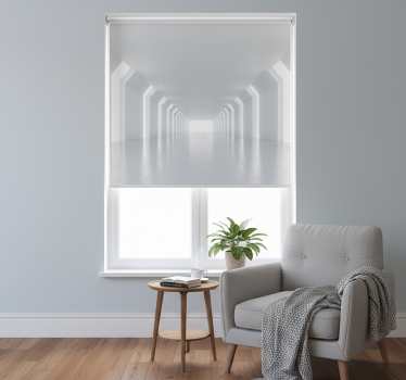 Wit rolgordijn futuristisch gangperspectief - TenStickers