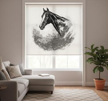 Wit rolgordijn graphite paarden - TenStickers