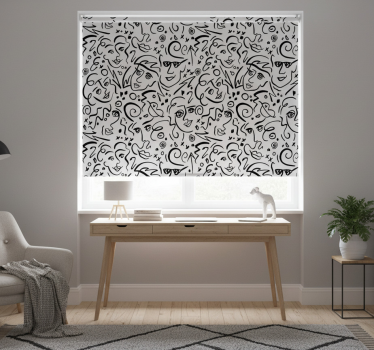 Wit rolgordijn met zwart-wit graffiti kunst - TenStickers