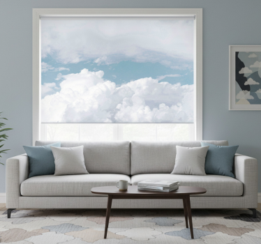 Wit rolgordijn witte donzige wolken - TenStickers
