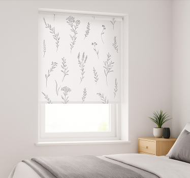 Witte kleur met planten rolgordijn hoofd slaapkamer - TenStickers