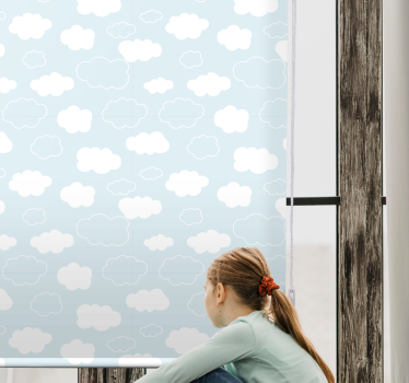 Babykamer rolgordijn witte en lichtblauwe tekenstijl - TenStickers