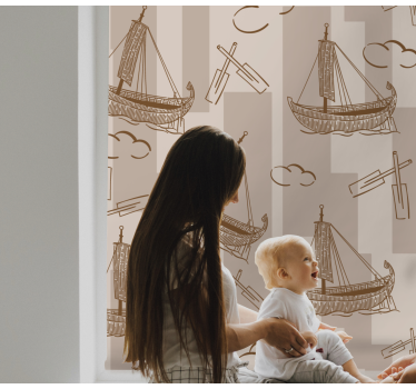 Zeilboten patroon rolgordijn kinderkamer - TenStickers