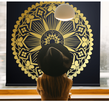 Zen rolgordijnën Navy mandala met gouden effect - TenStickers