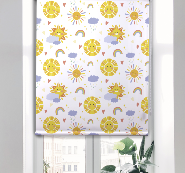 Zonnige wolken en regenbogen rolgordijn kinderkamer - TenStickers