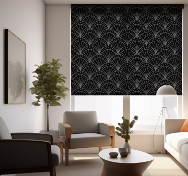 Zwart artdeco overlappende bogen rolgordijn woonkamer - TenStickers