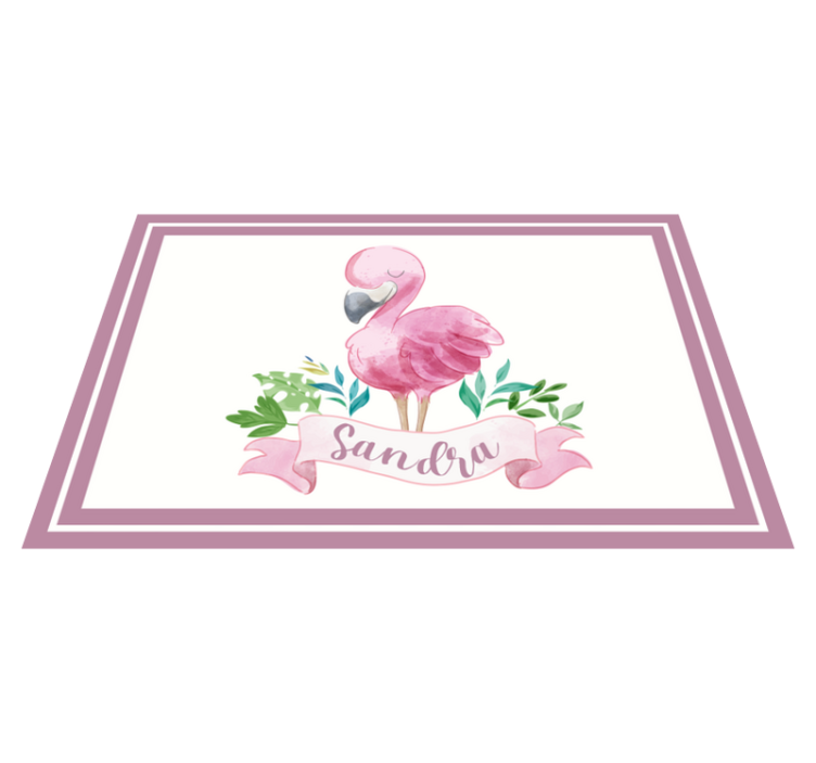 Placemat met naam Geschilderde flamingo voor kinderen - TenStickers