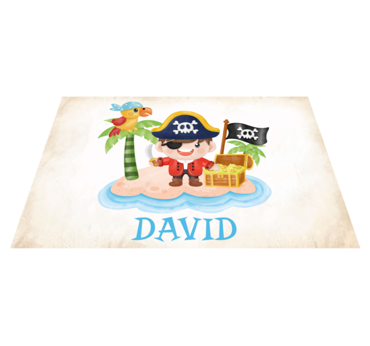 Cartoon piraten placemat met aanpasbare naam - TenStickers