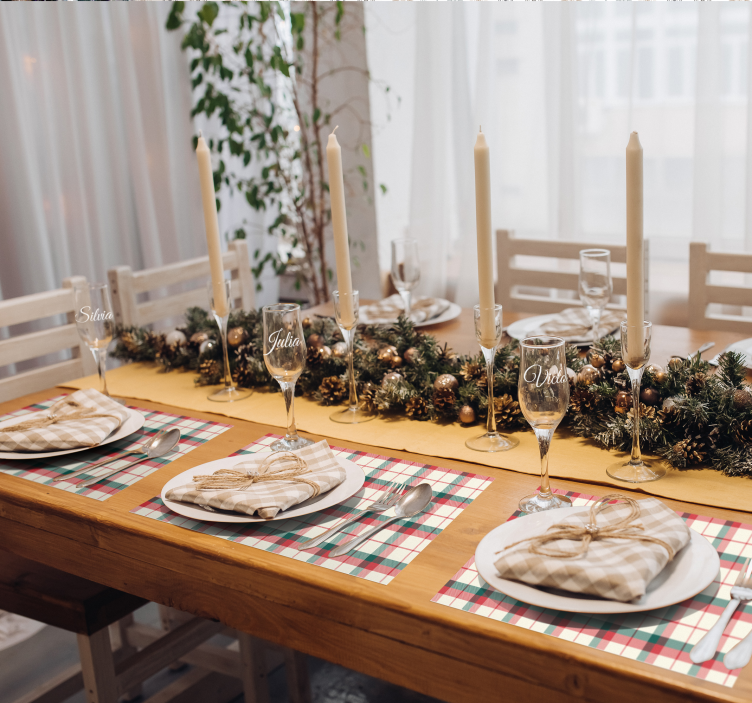 Placemat kerst tartan patroon - TenStickers
