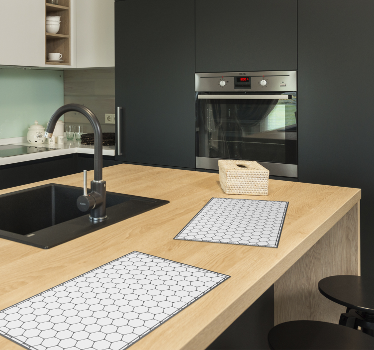 Tegel placemat zeshoekig in wit - TenStickers