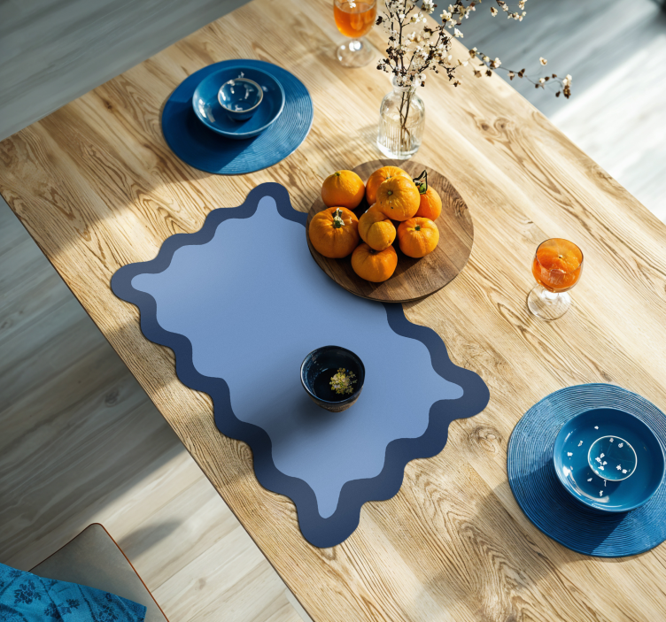 Blauwe golvende rand Moderne placemats - TenStickers