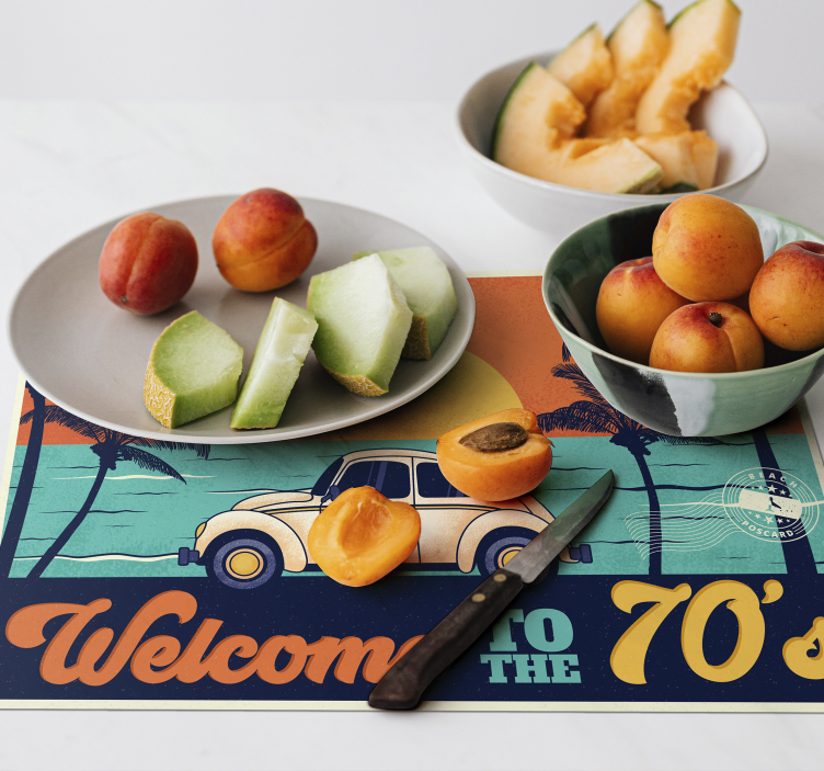 Elegante placemats retro strandscène jaren 70 - TenStickers