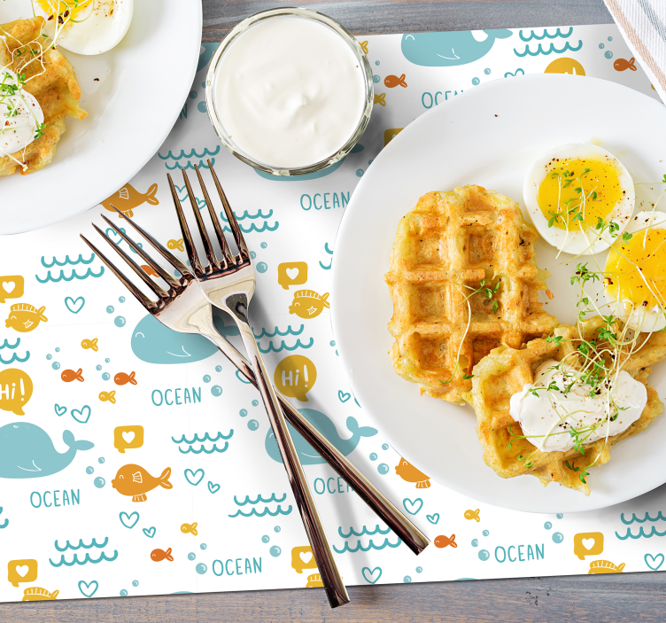 Zeewezens kinder placemat - TenStickers