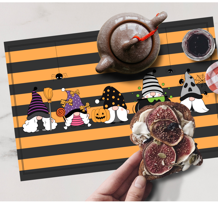 Halloween placemat gnome halloween hoeden - TenStickers