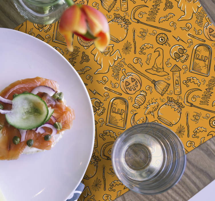 Halloween placemat met griezelige halloween motieven - TenStickers