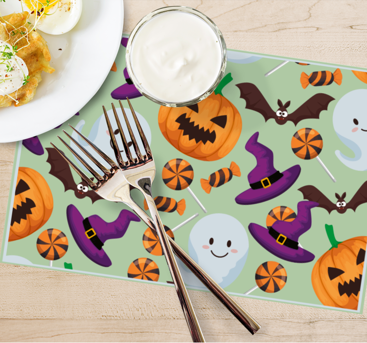 Halloween placemat met kleurrijke halloween elementen - TenStickers