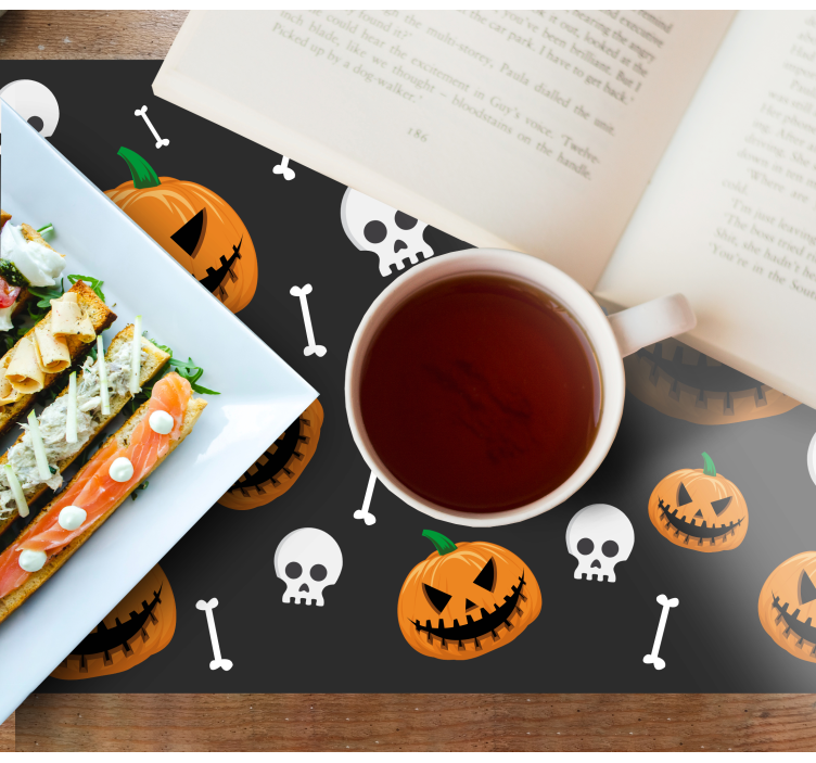 Halloween placemat met pompoenpatroon - TenStickers