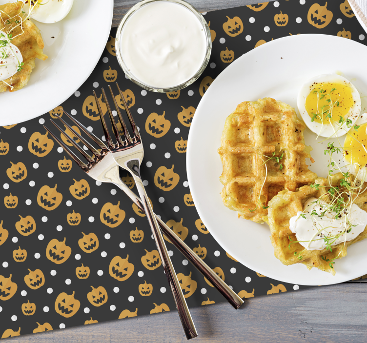 Halloween placemat pompoenpatroon tafelkleed - TenStickers