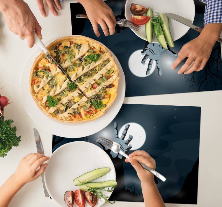 Halloween placemat spookachtige begraafplaats scene - TenStickers