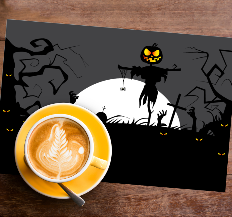 Halloween placemat spookachtige pompoen vogelverschrikker - TenStickers