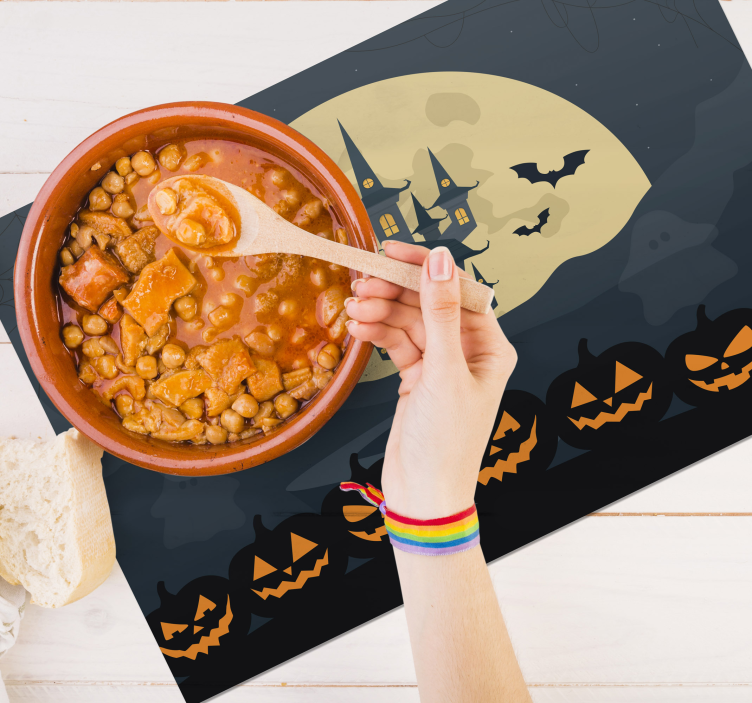 Halloween placemat spookkasteel scène - TenStickers