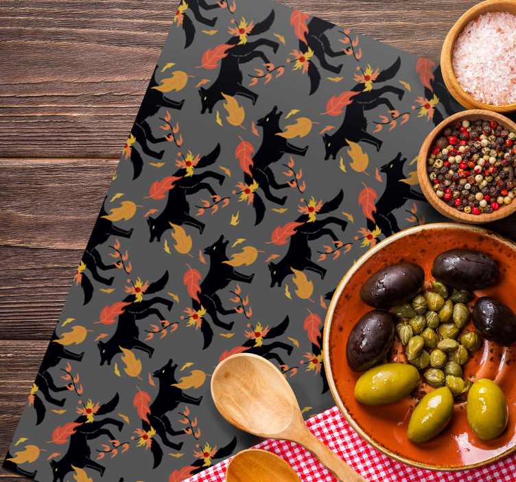 Halloween placemat vossen met vlammen - TenStickers