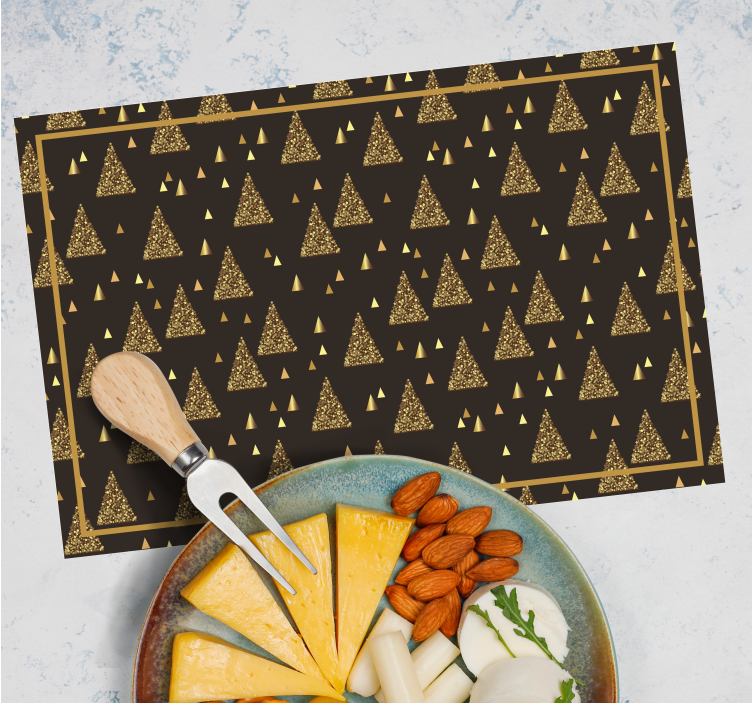 Kerstmis placemat elegante gouden kerstbomen - TenStickers