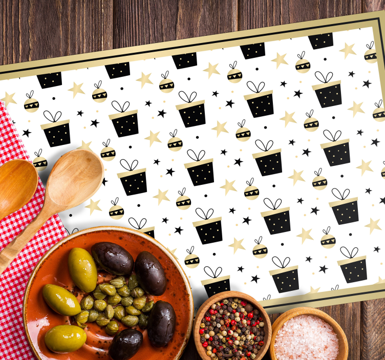 Kerstmis placemat feestelijk cadeau patroon - TenStickers