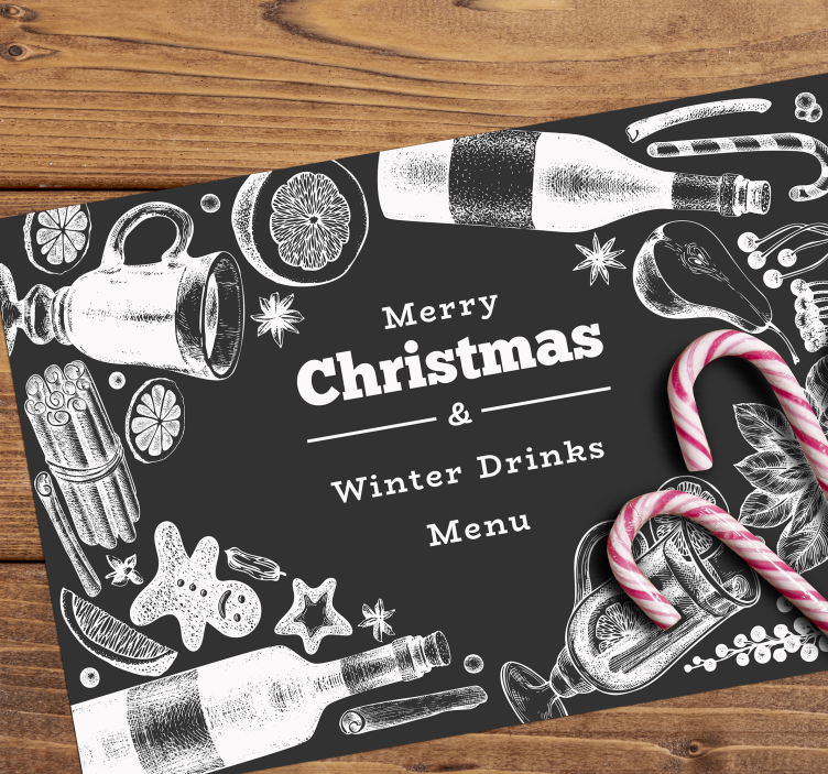 Kerstmis placemat feestelijk drankenmenu - TenStickers