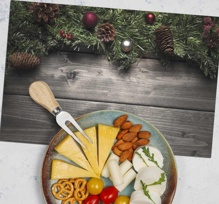 Kerstmis placemat feestelijke dennenappel arrangement - TenStickers