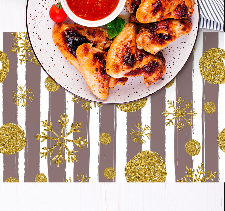 Kerstmis placemat feestelijke gouden sneeuwvlokken - TenStickers