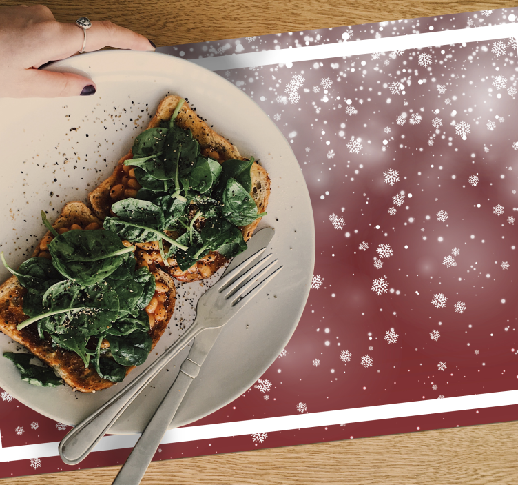 Kerstmis placemat feestelijke sneeuwvlok scène - TenStickers