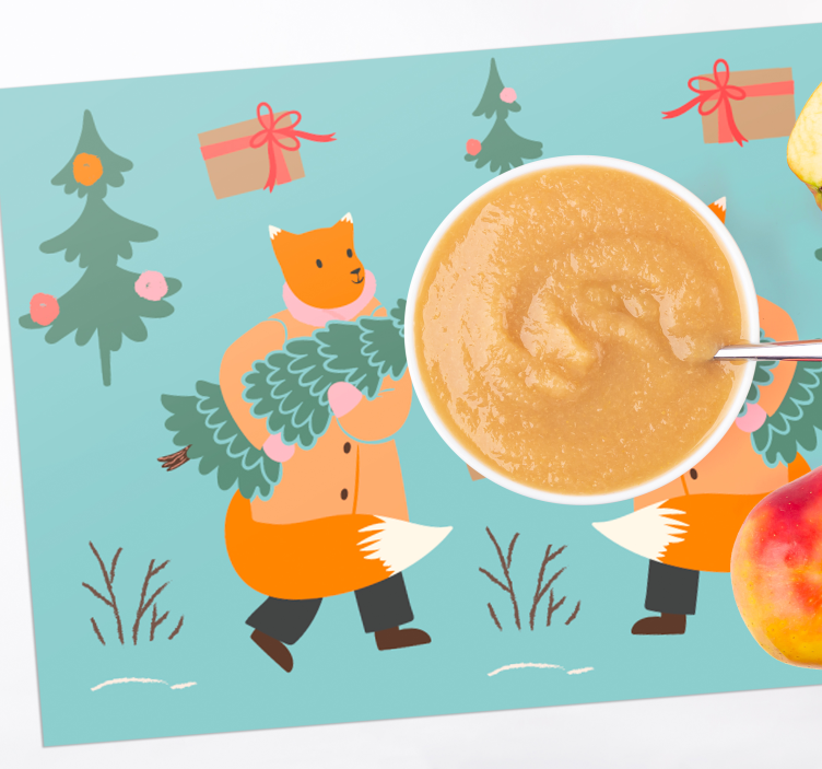 Kerstmis placemat feestelijke vos met boom - TenStickers