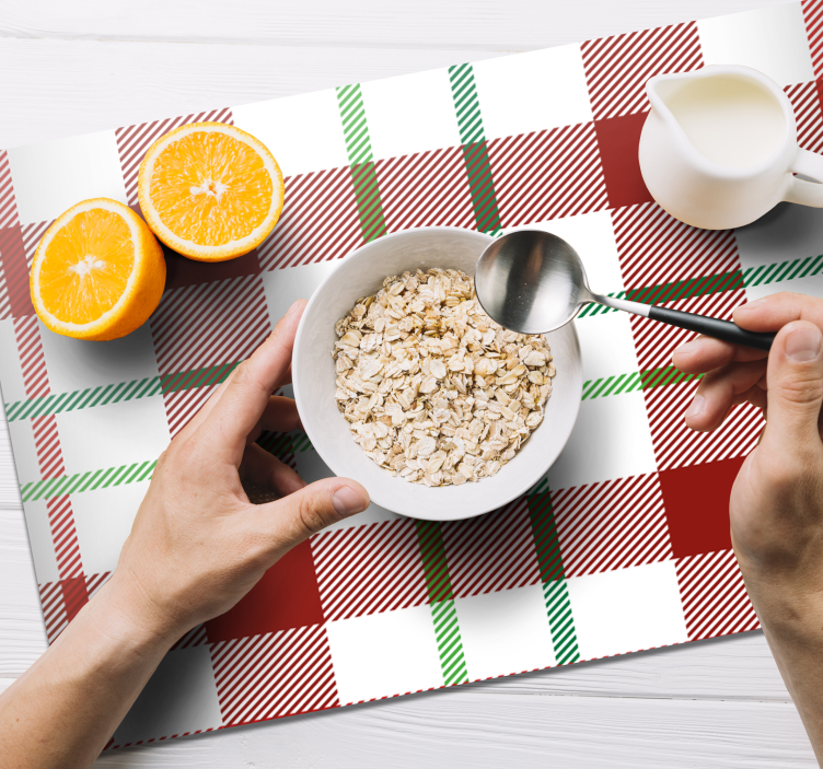 Kerstmis placemat geruit tafelkleed - TenStickers