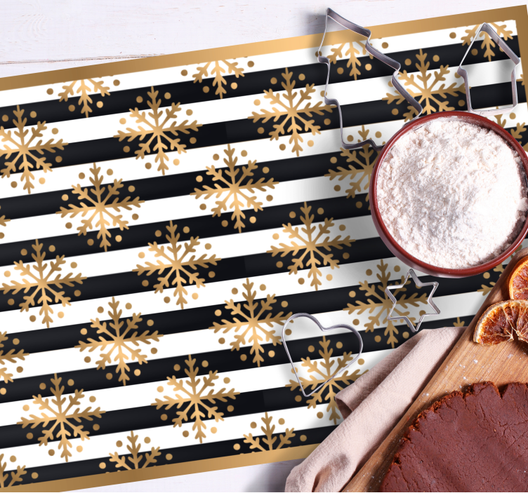 Kerstmis placemat gouden sneeuwvlokkenpatroon - TenStickers