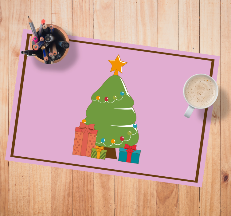Kerstmis placemat kleurrijke kerstboom - TenStickers