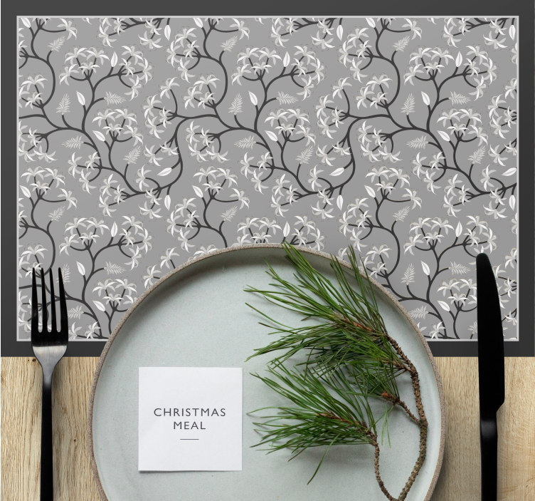 Kerstmis placemat met bloemen takken patroon - TenStickers