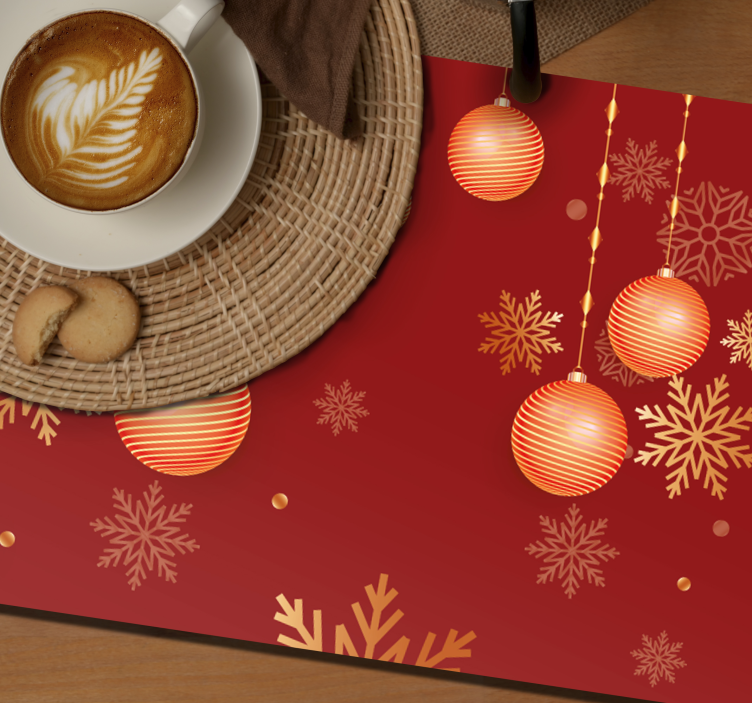 Kerstmis placemat met decoratieve feestballen - TenStickers