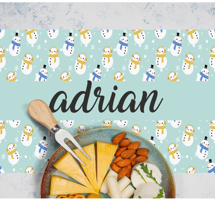 Kerstmis placemat met gepersonaliseerd sneeuwman ontwerp - TenStickers