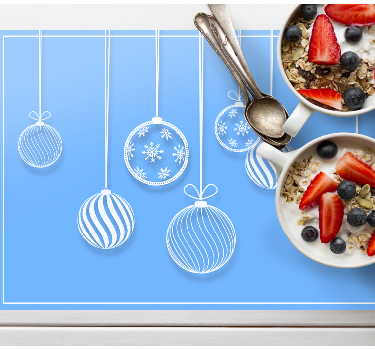 Kerstmis placemat met hangende feestversieringen - TenStickers