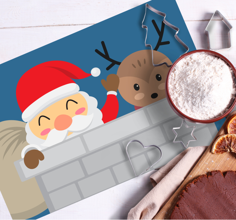 Kerstmis placemat met kerstman en rendier - TenStickers