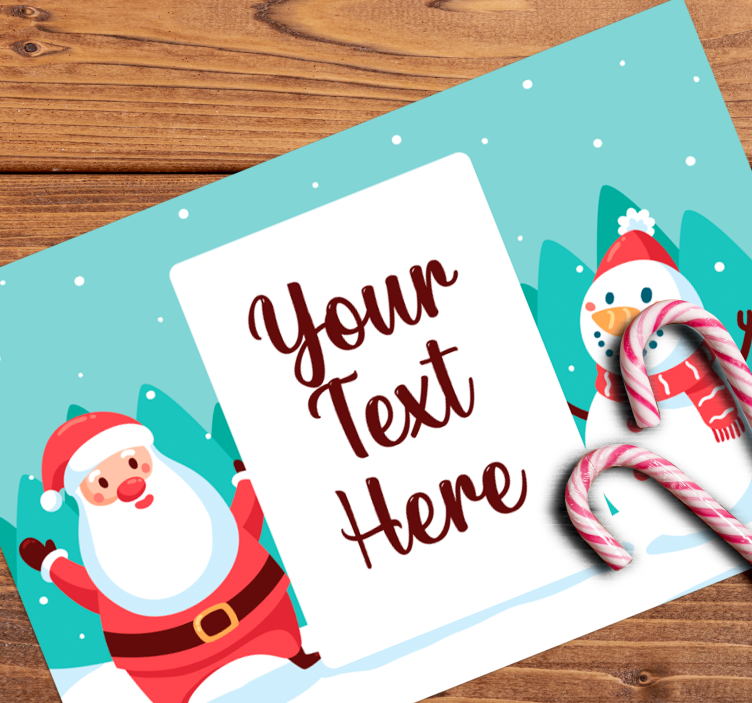 Kerstmis placemat met kerstman en sneeuwman - TenStickers