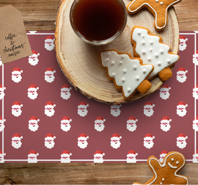 Kerstmis placemat met kerstman gezichten patroon - TenStickers